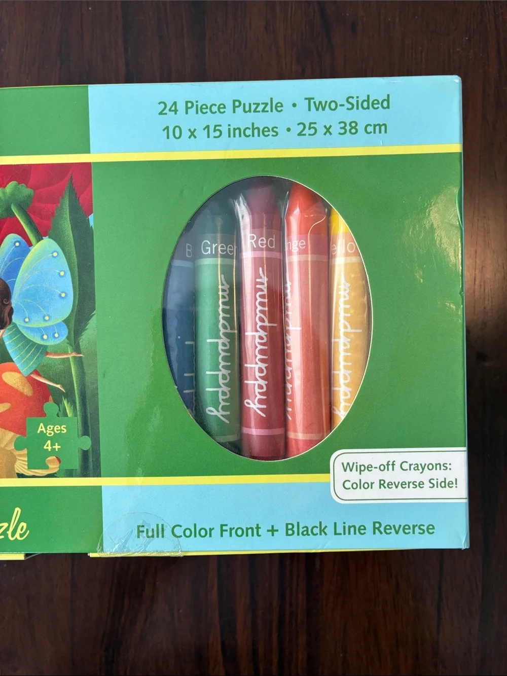 Mudpuppy Fairy Friends Color Me 24 Piece Two Sided Puzzle Wipe Off Crayons NWT